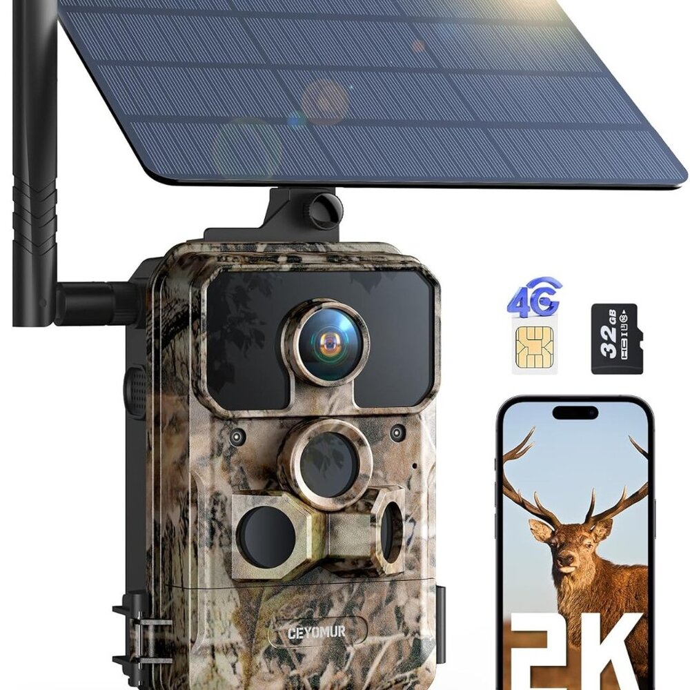 4G LTE Cellular Trail Camera 2K HD Live Feed 32GB SD Waterproof Night Vision